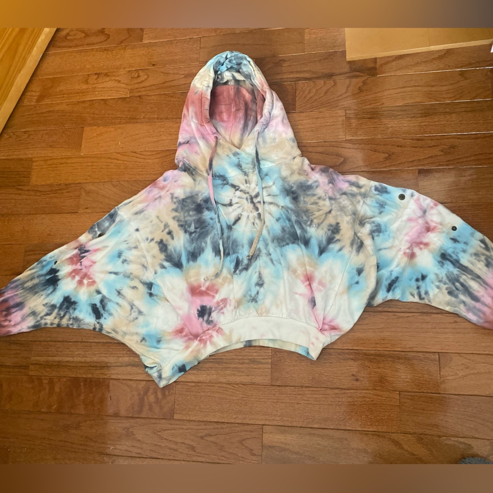 Young Fabulous & Broke Tie Dye Cropped Hoodie Oversized Pastel Sweatshirt M/L